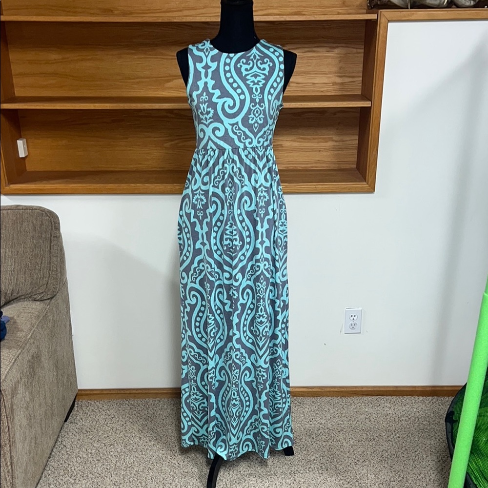 Saved by the Dress Blue Patterned Maxi Dress